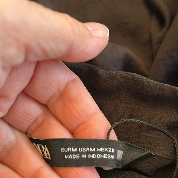 ZARA black satin effect tie collar shirt size medium - Picture 13 of 13